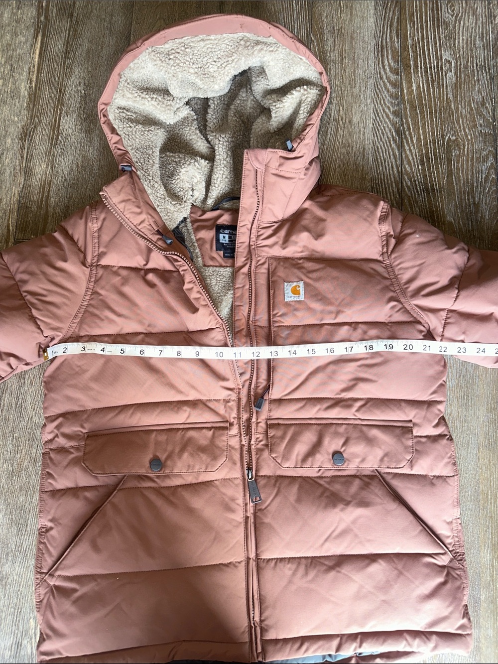 Carhartt Rain Defender Insulated Jacket Women’s Medium Nutmeg Sherpa Hood - Picture 4 of 16
